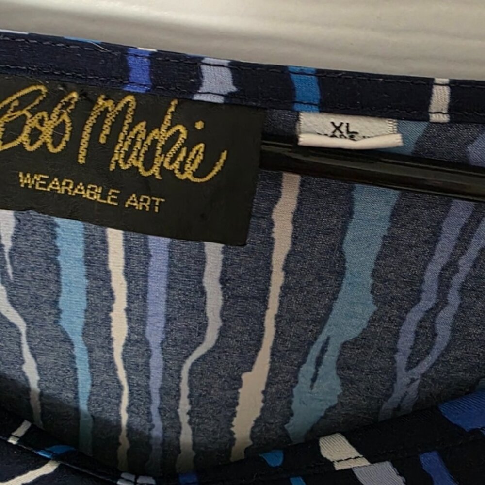 Bob Mackie Blue and White Striped Top